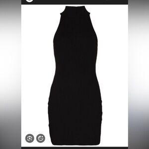 Reformation Black Ribbed Halter Dress